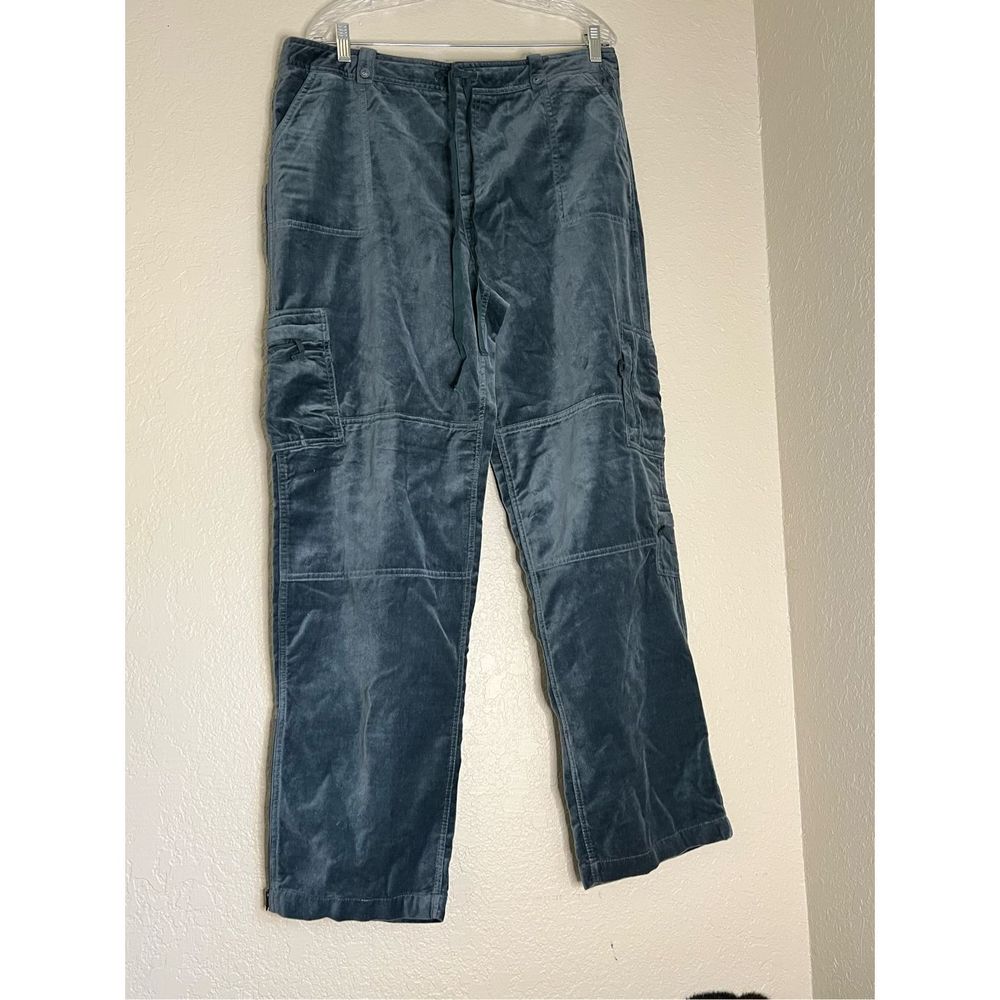 Sundance Velvet Cargo Pants Womens Size 16 Teal Blue Zip Pockets Drawstring new
